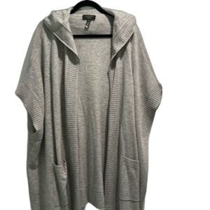 Charter Club Women 100% Cashmere Large Grey Long Cardigan Sweater Oversized